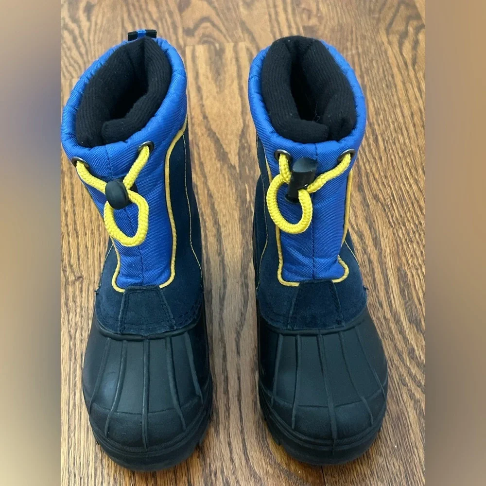 Totes Boys Waterproof Insulated Snow Boots Blue Yellow Size 8